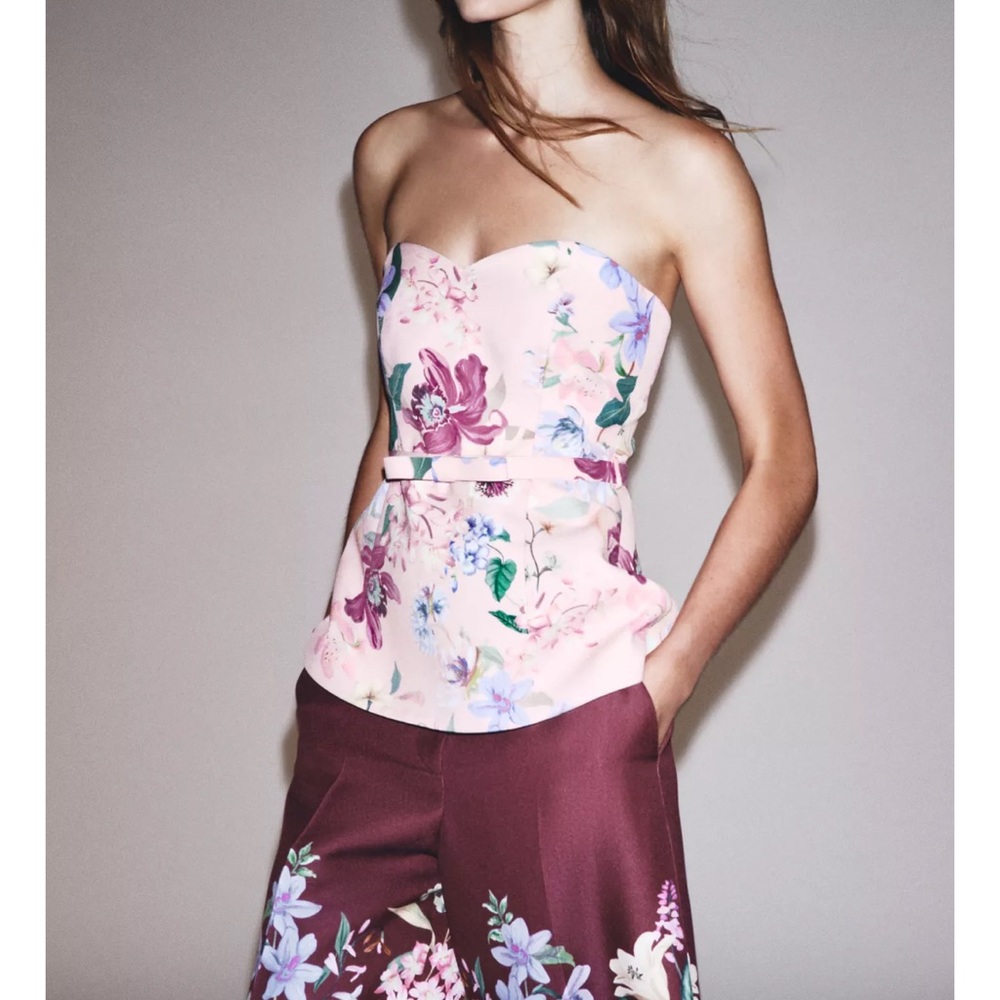 Zara Floral Strapless Top